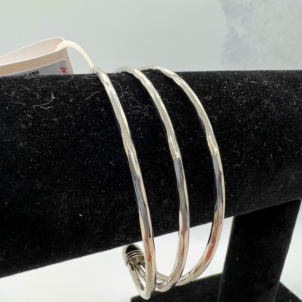 Hammered Look Silver Cuff Bracelet